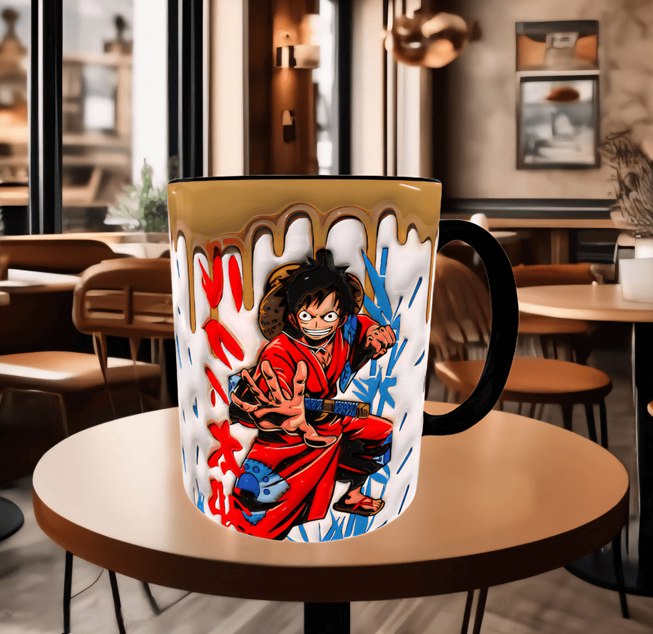 One piece Baskı içi ve Kulpu Renkli Kupa