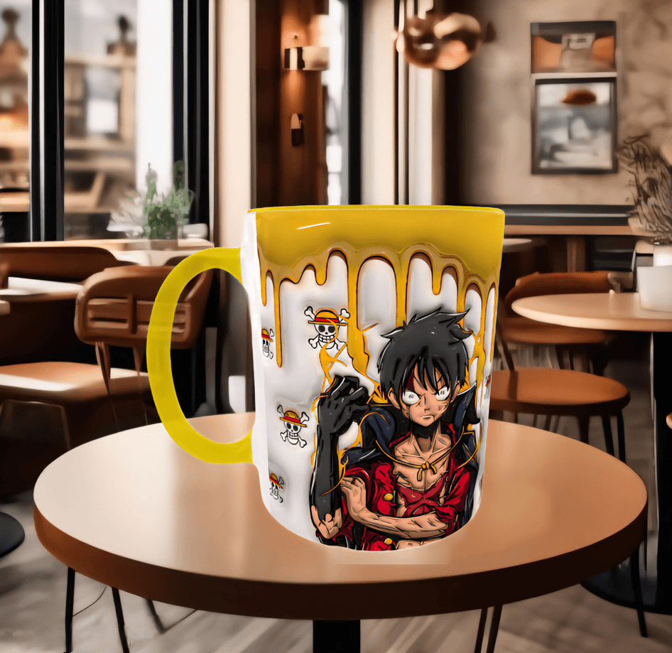 One piece Baskı içi ve Kulpu Renkli Kupa