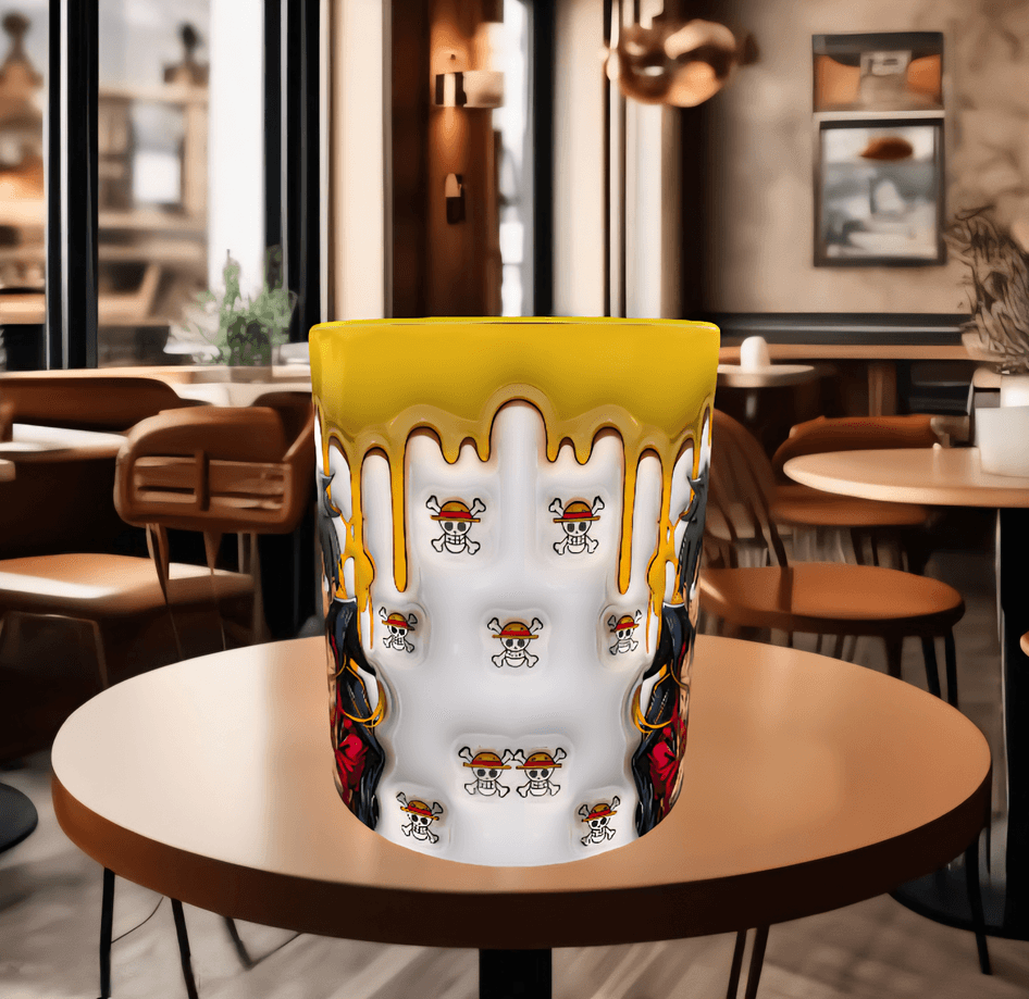 One piece Baskı içi ve Kulpu Renkli Kupa