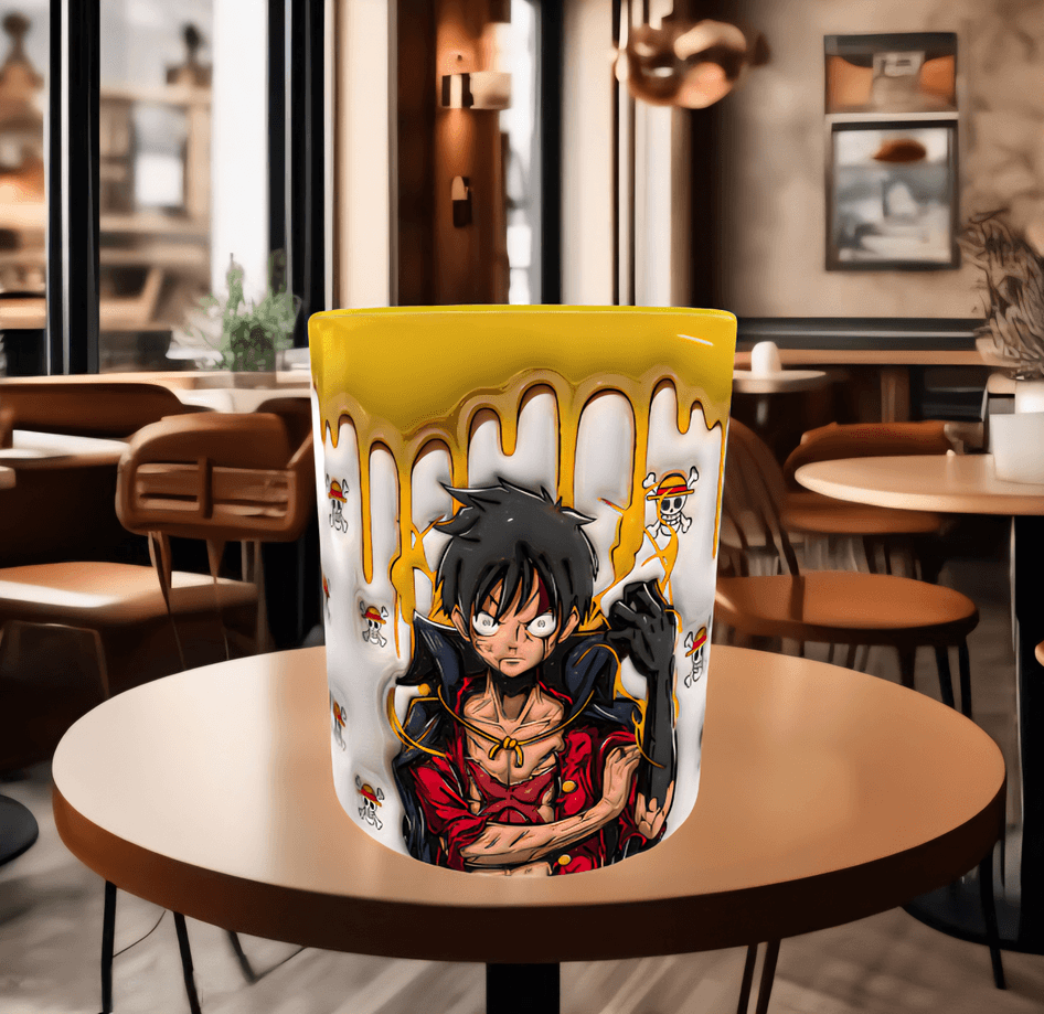 One piece Baskı içi ve Kulpu Renkli Kupa