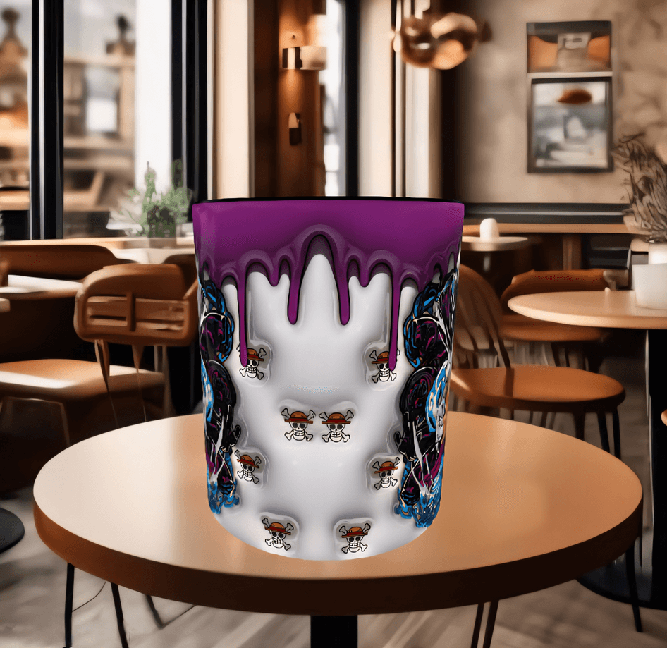 One piece Baskı içi ve Kulpu Renkli Kupa