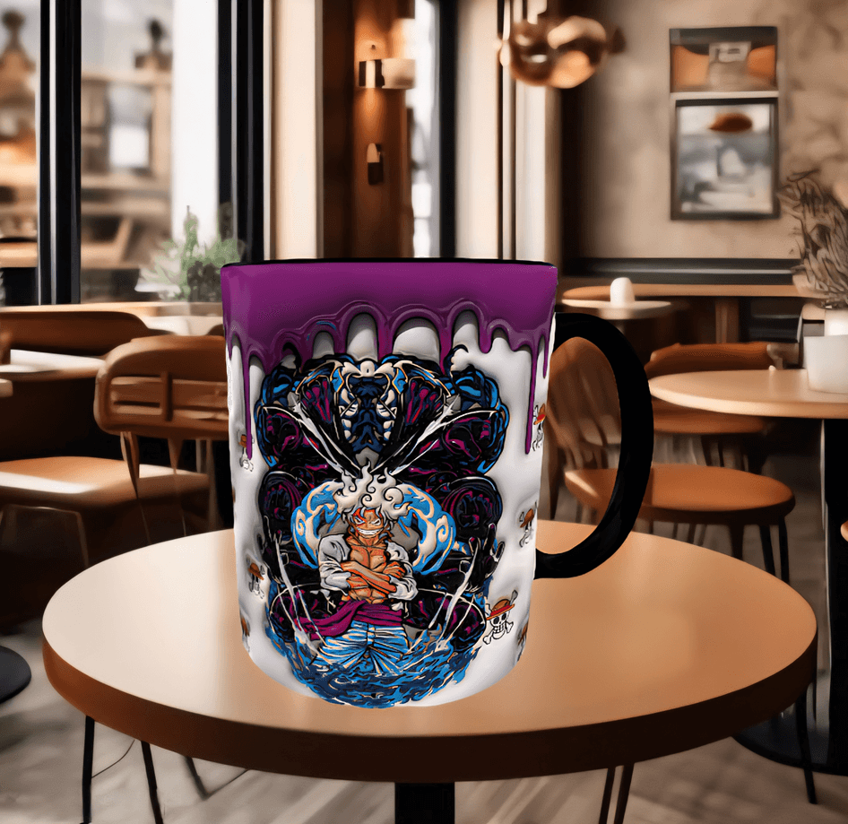 One piece Baskı içi ve Kulpu Renkli Kupa