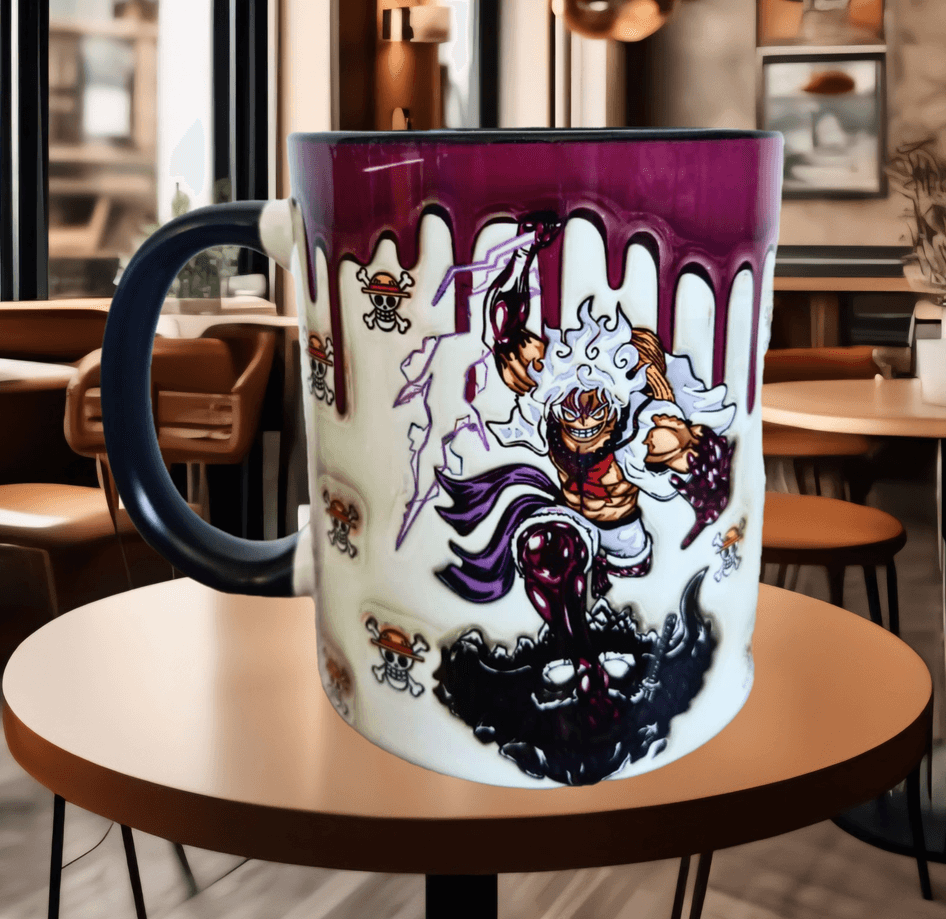 One piece Baskı içi ve Kulpu Renkli Kupa