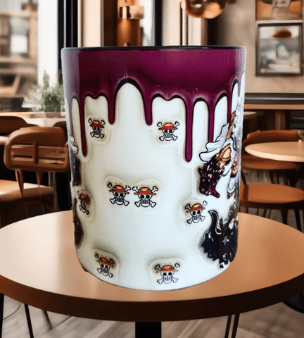 One piece Baskı içi ve Kulpu Renkli Kupa