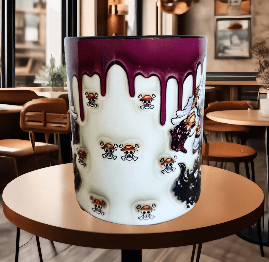 One piece Baskı içi ve Kulpu Renkli Kupa