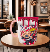 One piece Baskı içi ve Kulpu Renkli Kupa