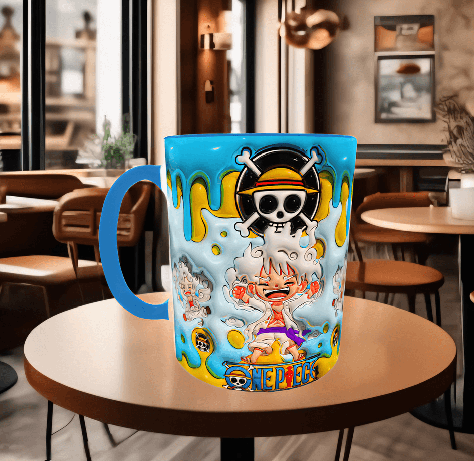 One piece Baskı içi ve Kulpu Renkli Kupa