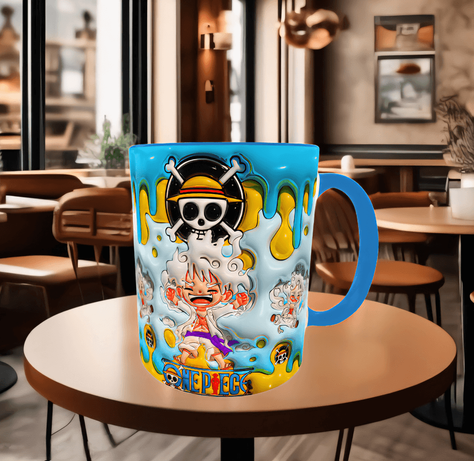 One piece Baskı içi ve Kulpu Renkli Kupa
