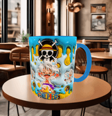 One piece Baskı içi ve Kulpu Renkli Kupa