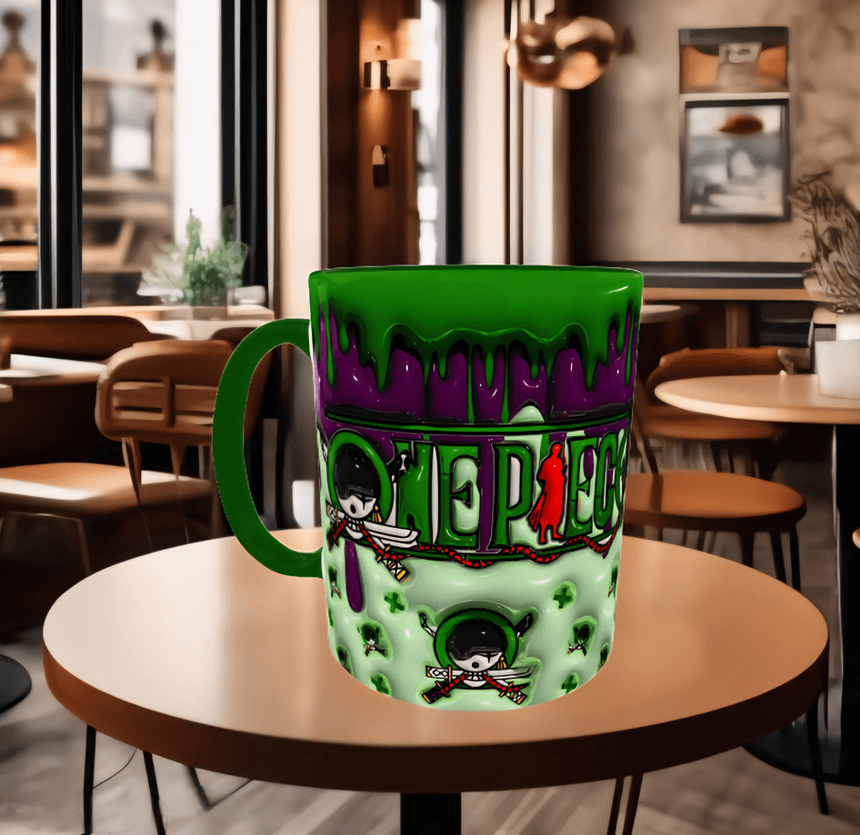 One piece Baskı içi ve Kulpu Renkli Kupa