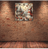 Kardan adam noel christmas vintage baskı metal hediyelim dekoratif kaliteli duvar saati