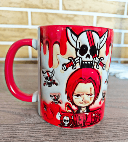 One piece Baskı içi ve Kulpu Renkli Kupa