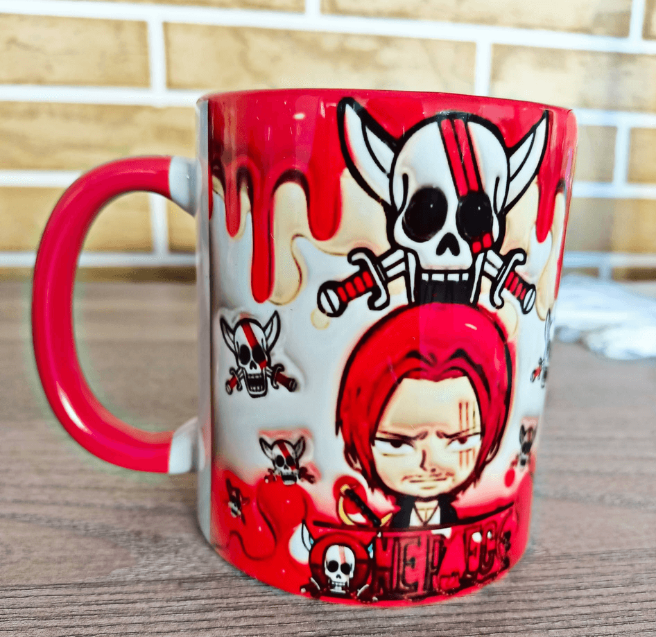 One piece Baskı içi ve Kulpu Renkli Kupa