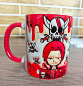 One piece Baskı içi ve Kulpu Renkli Kupa