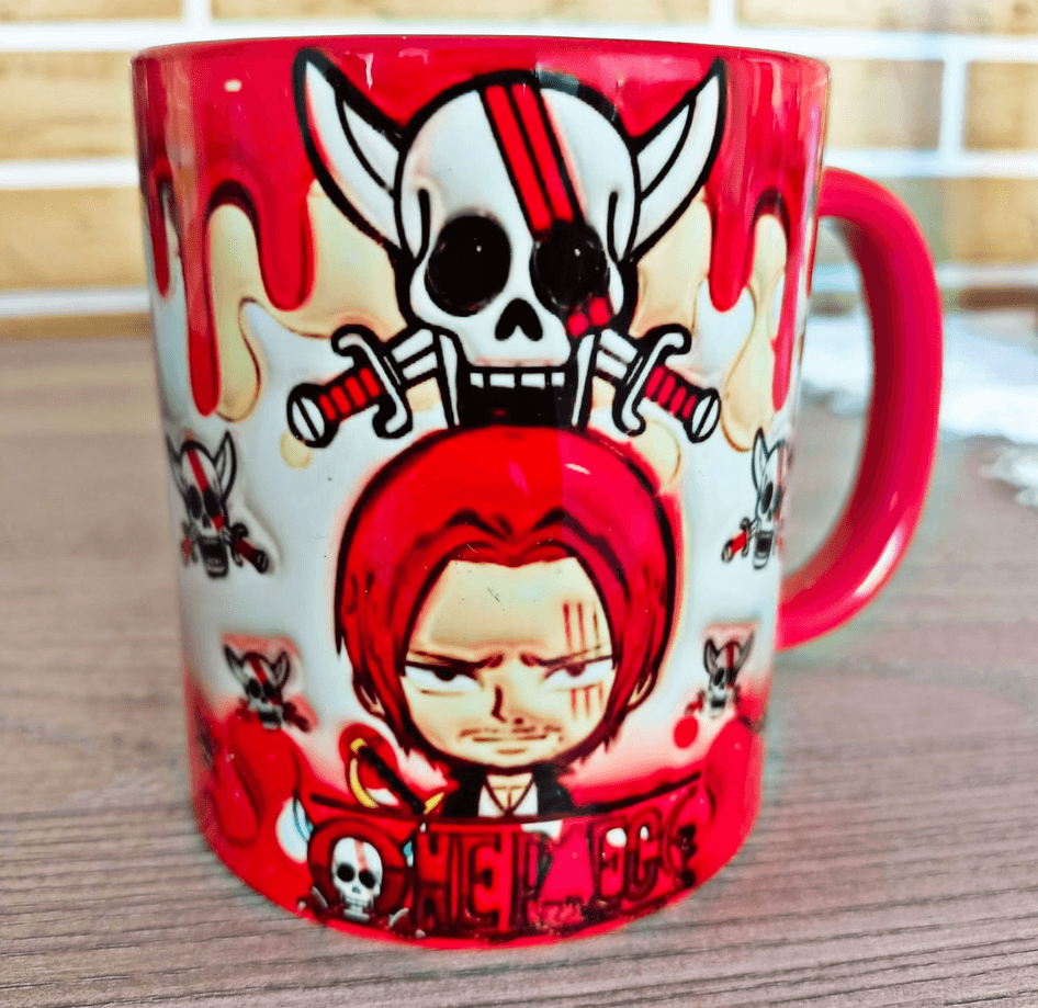 One piece Baskı içi ve Kulpu Renkli Kupa