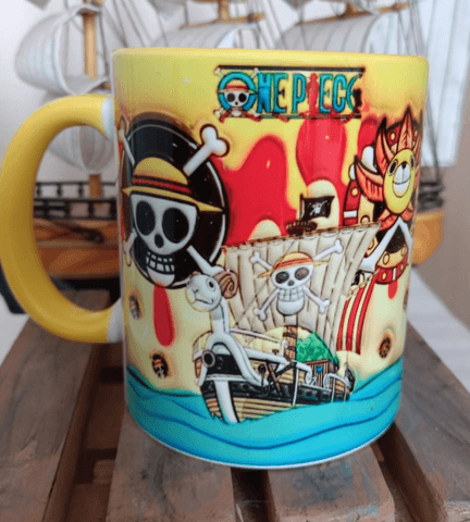 One piece Baskı içi ve Kulpu Renkli Kupa
