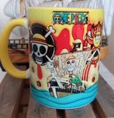 One piece Baskı içi ve Kulpu Renkli Kupa