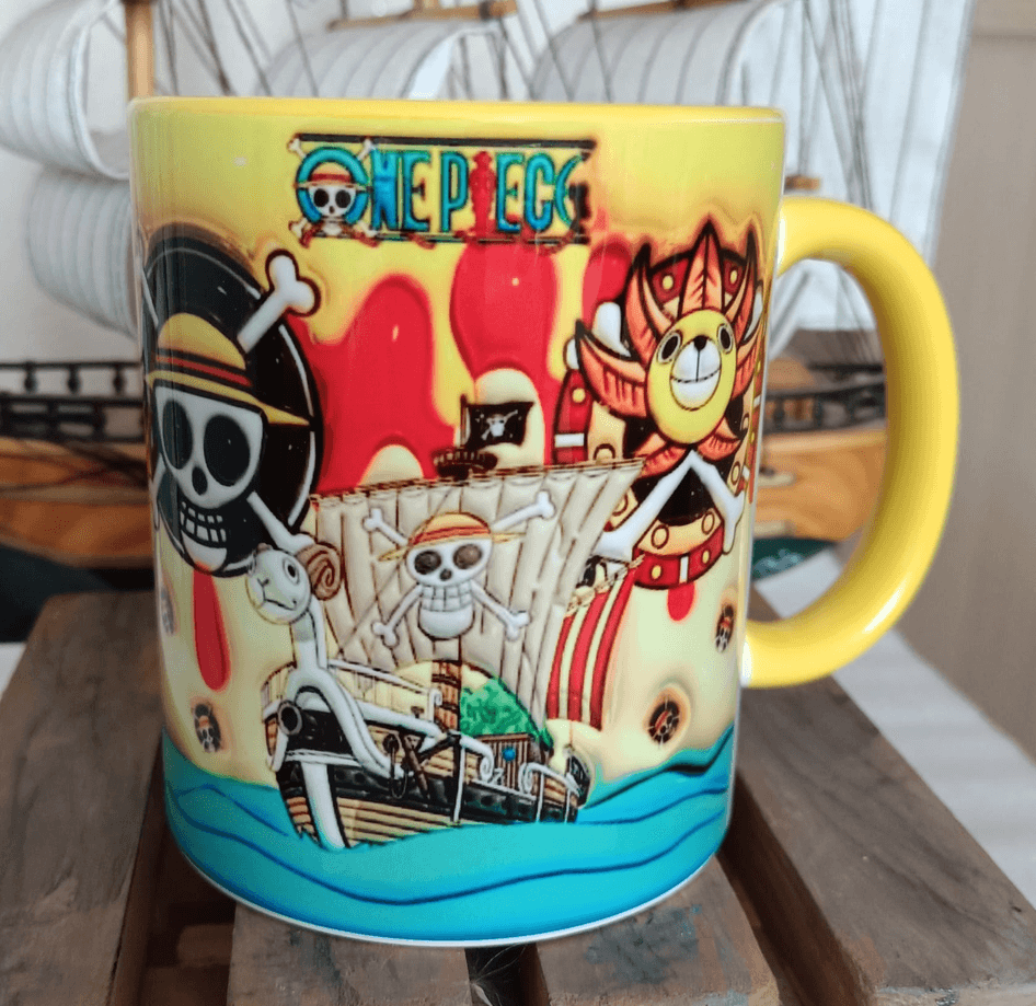 One piece Baskı içi ve Kulpu Renkli Kupa