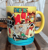 One piece Baskı içi ve Kulpu Renkli Kupa