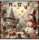 Kardan adam noel christmas vintage baskı metal hediyelim dekoratif kaliteli duvar saati