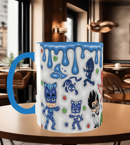 Pjmaskeliler Baskı içi ve Kulpu Renkli Kupa