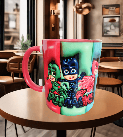 Pjmaskeliler Baskı içi ve Kulpu Renkli Kupa