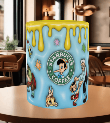 Pinokyo Baskı içi ve Kulpu Renkli Kupa