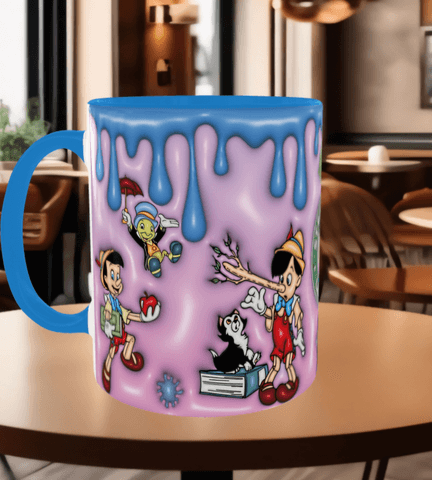 Pinokyo Baskı içi ve Kulpu Renkli Kupa