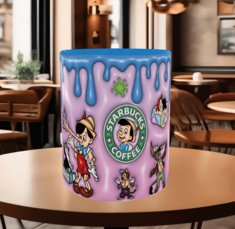 Pinokyo Baskı içi ve Kulpu Renkli Kupa