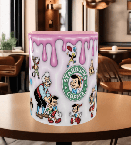 Pinokyo Baskı içi ve Kulpu Renkli Kupa