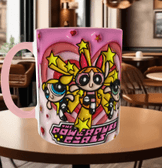 Power puff Baskı içi ve Kulpu Renkli Kupa