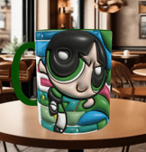 Power puff Baskı içi ve Kulpu Renkli Kupa