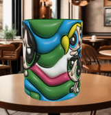 Power puff Baskı içi ve Kulpu Renkli Kupa