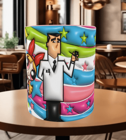 Power puff Baskı içi ve Kulpu Renkli Kupa