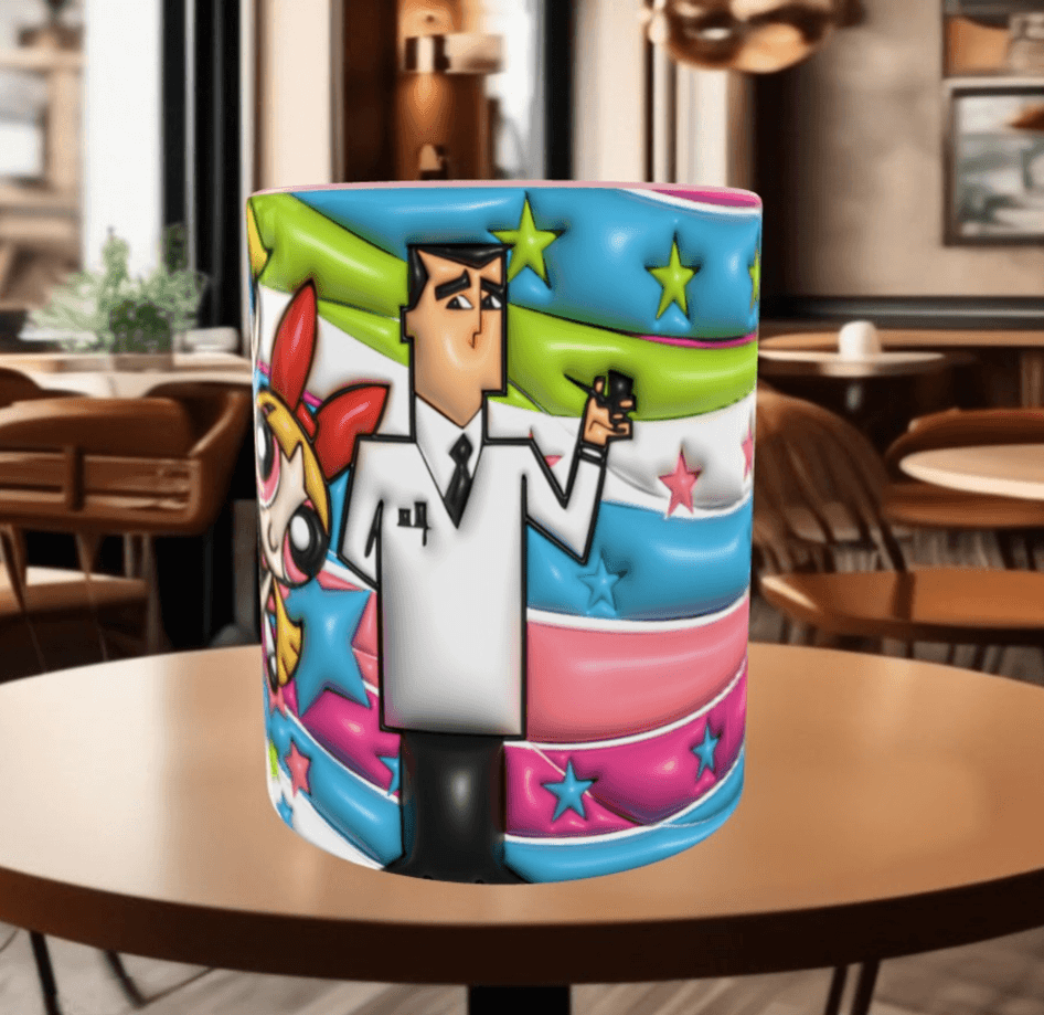 Power puff Baskı içi ve Kulpu Renkli Kupa