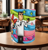 Power puff Baskı içi ve Kulpu Renkli Kupa