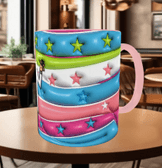 Power puff Baskı içi ve Kulpu Renkli Kupa