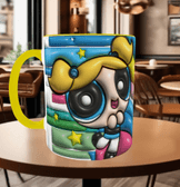 Power puff Baskı içi ve Kulpu Renkli Kupa
