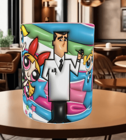 Power puff Baskı içi ve Kulpu Renkli Kupa