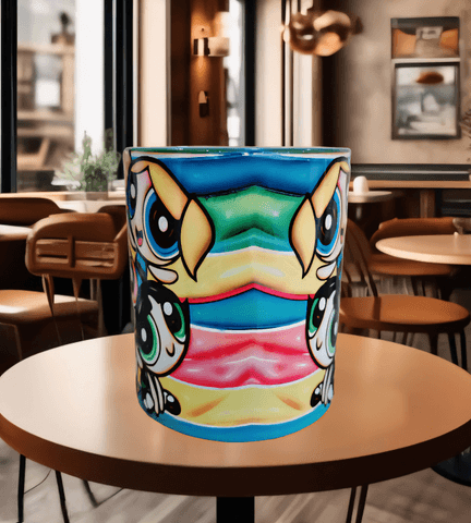 Power puff Baskı içi ve Kulpu Renkli Kupa