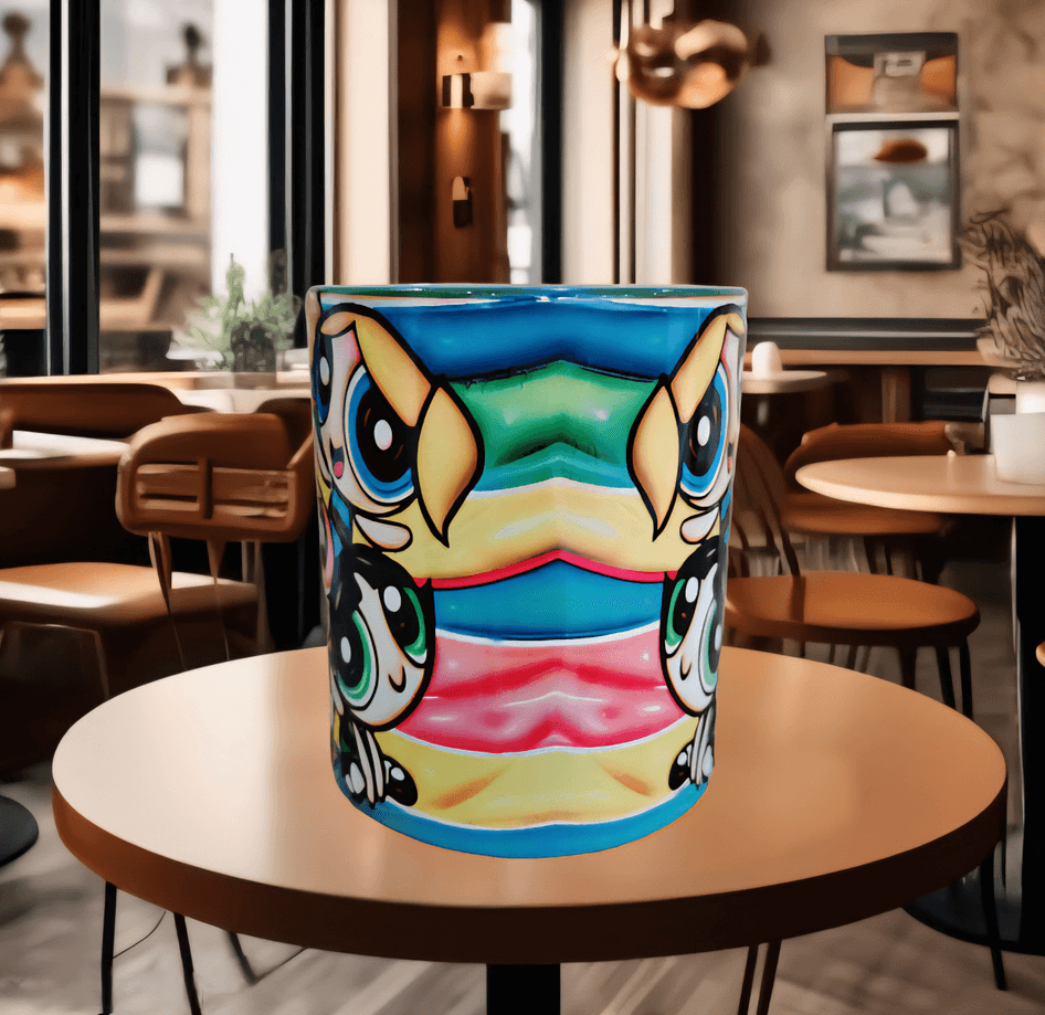 Power puff Baskı içi ve Kulpu Renkli Kupa