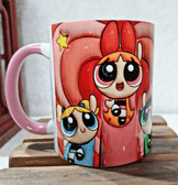 Power puff Baskı içi ve Kulpu Renkli Kupa