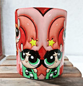 Power puff Baskı içi ve Kulpu Renkli Kupa