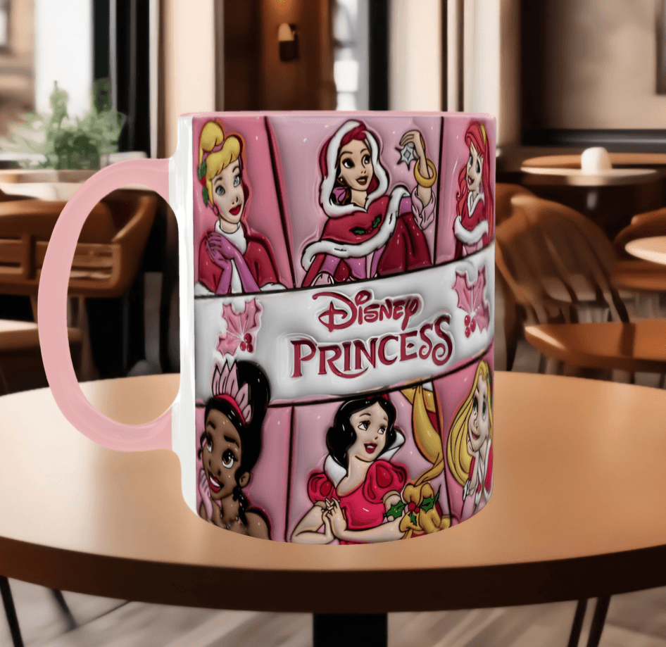 Prenses Baskı içi ve Kulpu Renkli Kupa