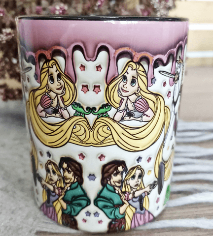 Prenses Baskı içi ve Kulpu Renkli Kupa