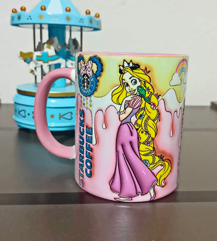 Prenses Baskı içi ve Kulpu Renkli Kupa