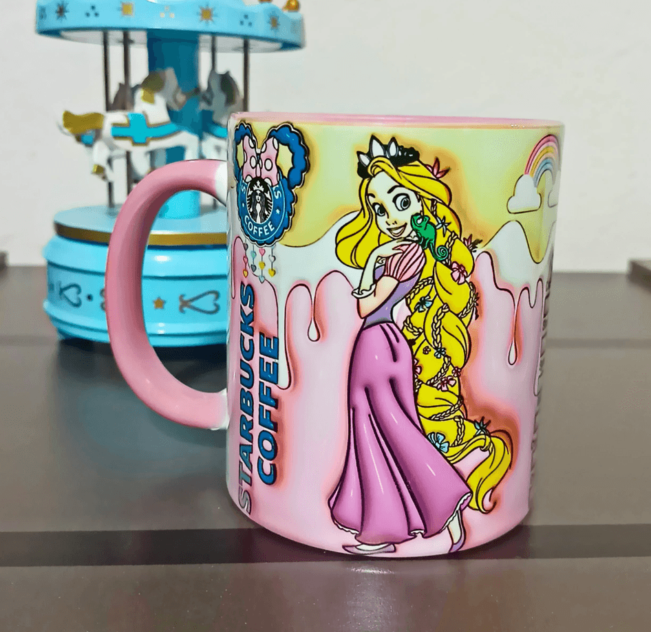 Prenses Baskı içi ve Kulpu Renkli Kupa