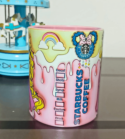 Prenses Baskı içi ve Kulpu Renkli Kupa