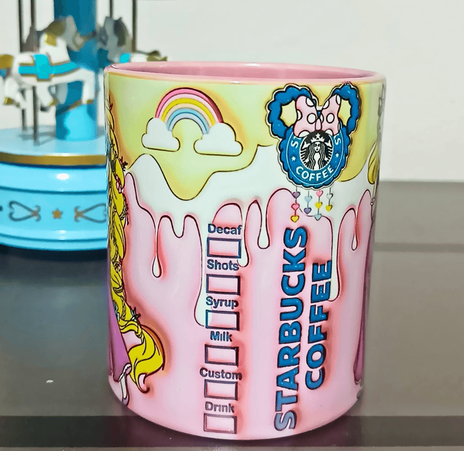 Prenses Baskı içi ve Kulpu Renkli Kupa