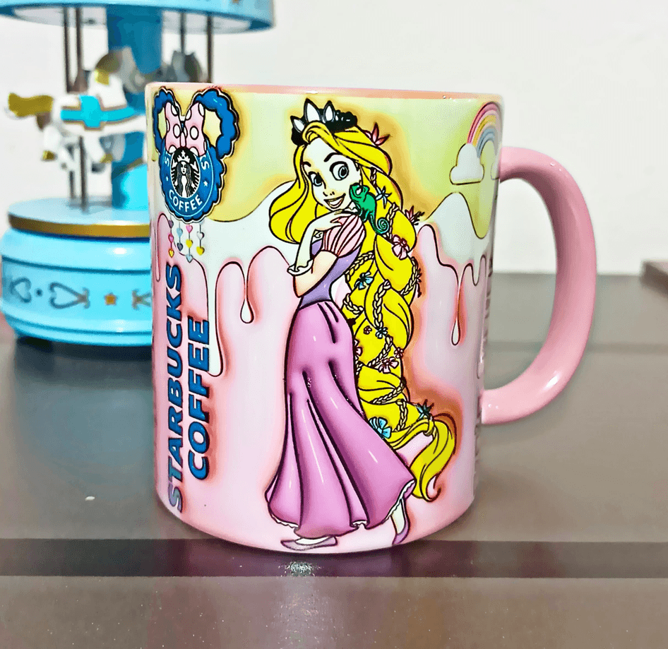 Prenses Baskı içi ve Kulpu Renkli Kupa